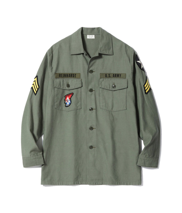 Lot No. BR29586 / SHIRT MAN'S COTTON SATEEN OLIVE GREEN SHADE107 “DEMILITARIZED ZONE”-TOYO ENTERPRISE ONLINE STORE