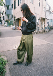 Box Pleat Trouser - Khaki Green