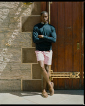 Pink Oxford Cloth Shorts Trim Fit