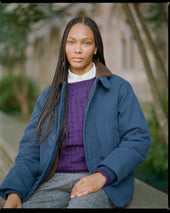 Made In Scotland Purple Cable Knit Cashmere Sweater