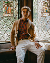 Made In Scotland Shawl Collar Camelhair Cardigan