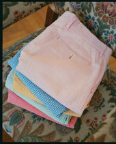 Pink Cotton Seersucker Shorts
