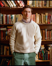 Natural Shaker Knit Cotton Crew Neck Sweater