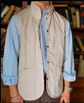 Made In England Lavenham Natural Mickfield Linen Cotton Quilted Gilet
