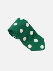 Green Bold Dot Print Rayon Tie