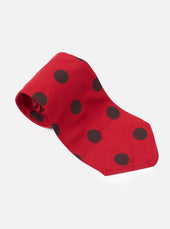 Red Black Bold Dot Print Rayon Tie
