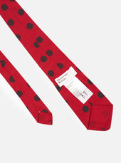 Red Black Bold Dot Print Rayon Tie