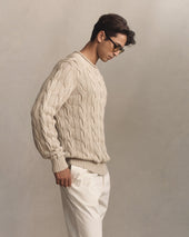 Yachtie Cable Sweater Beige