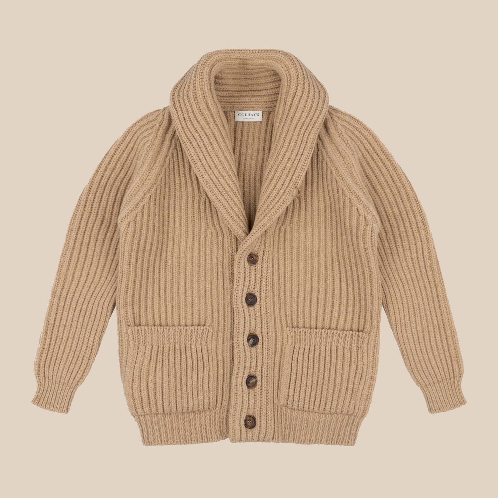 Superfine Lambswool Shawl Collar Cardigan In