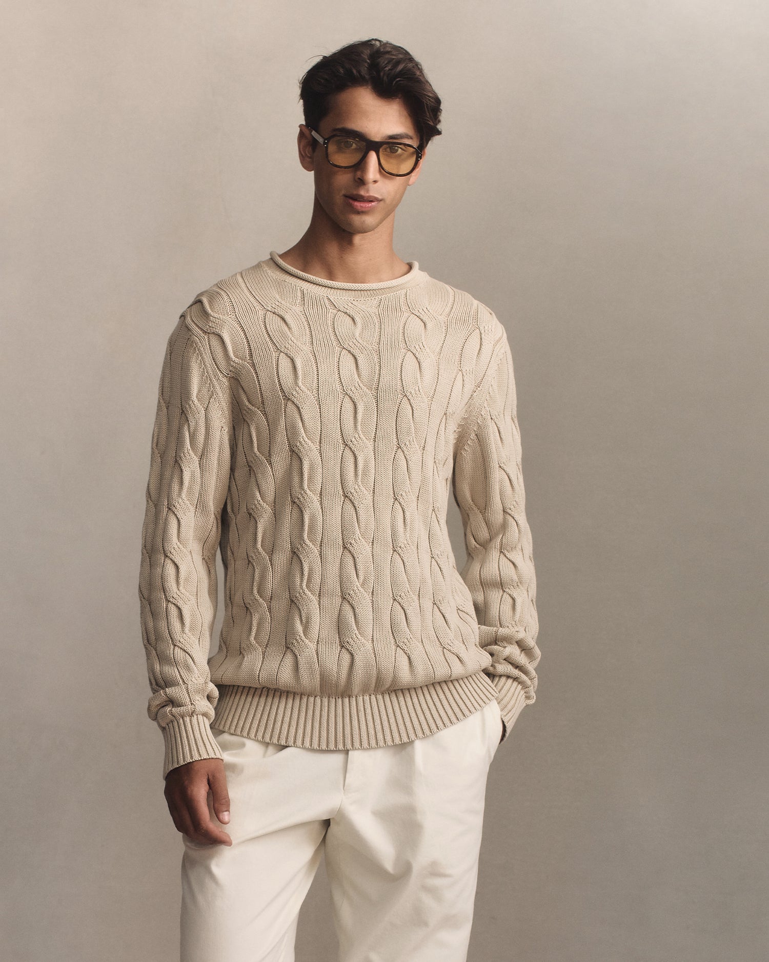 Yachtie Cable Sweater Beige