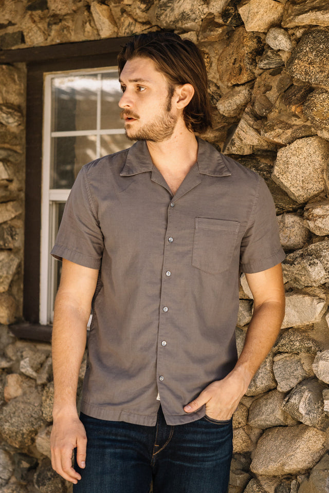 The Wrench Double Gauze Organic Cotton Shirt - Charcoal - XXL