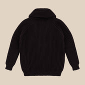 Superfine Lambswool Shawl Collar Cardigan In Dark Brown