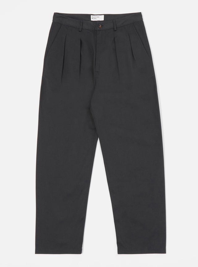Black Twill Double Pleat Pant