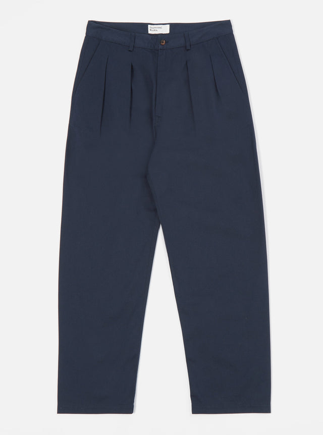 Navy Twill Double Pleat Pant