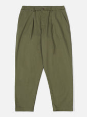 Light Olive Twill Pleated Track Pant