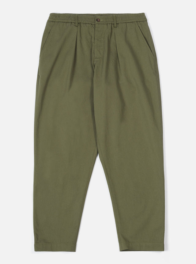Light Olive Twill Pleated Track Pant