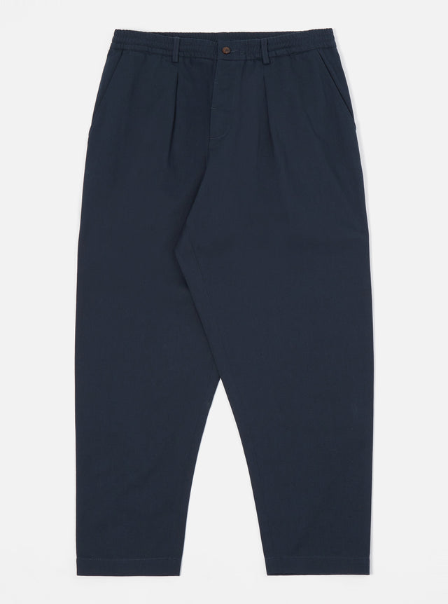 Navy Twill Pleated Track Pant