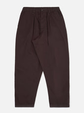 Brown Twill Pleated Track Pant