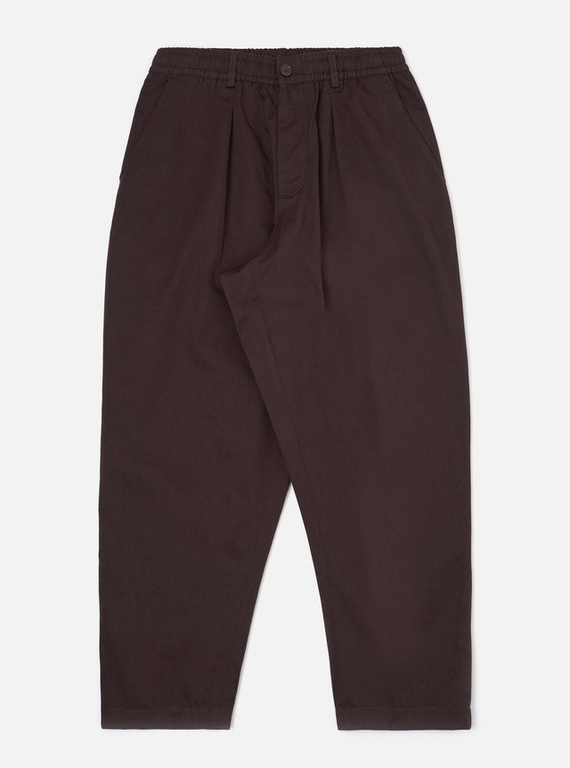 Brown Twill Pleated Track Pant