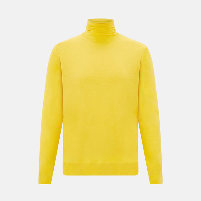 Canary Yellow Fine Merino High Neck Jumper