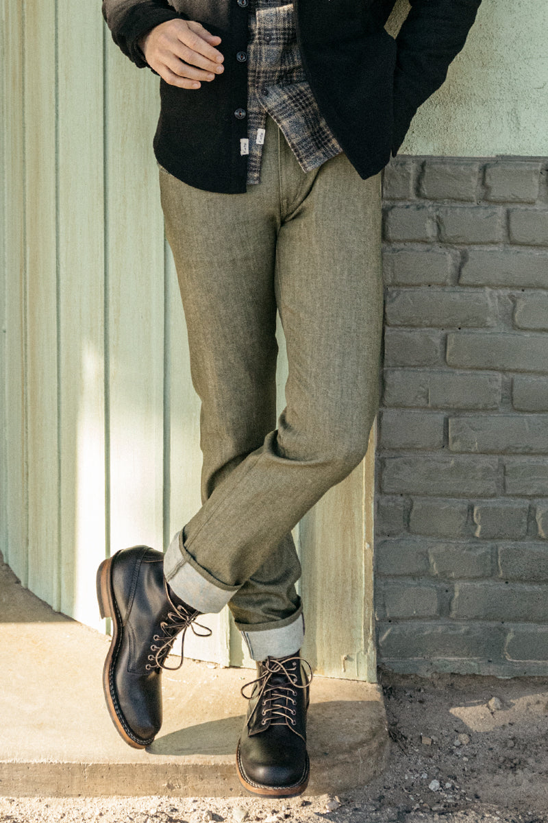 The Pen Slim - Dark Green Raw 10.5oz Selvedge - 38
