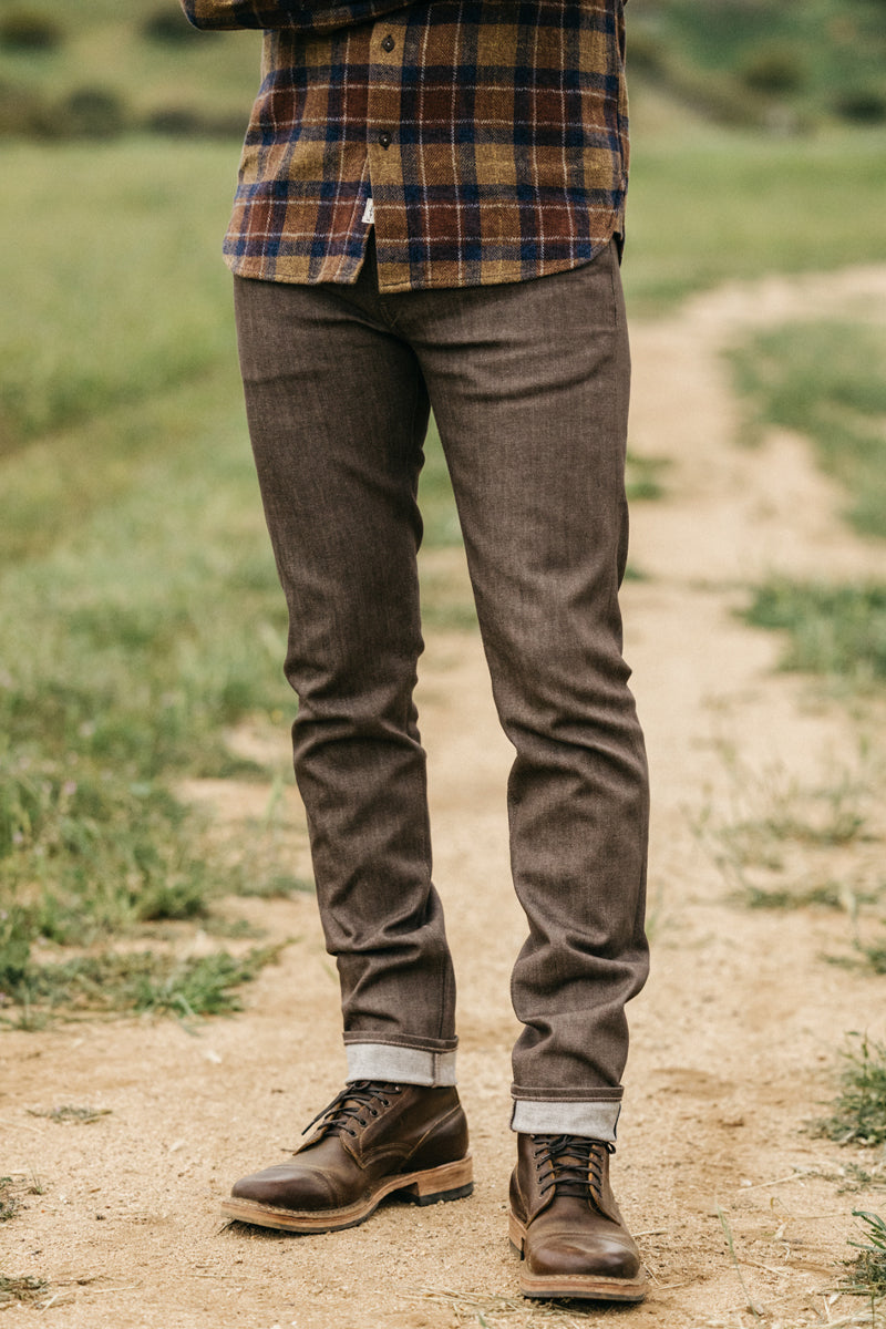 The Pen Slim - Brown Raw 10.5oz Selvedge - 38