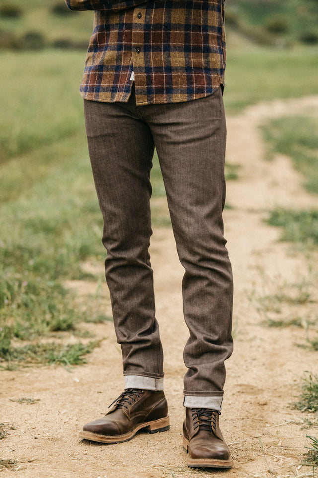 The Pen Slim - Brown Raw 10.5oz Selvedge - 38