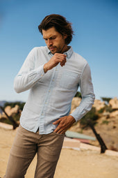 The Ripper Double Gauze Organic Cotton Shirt - Aqua Blue