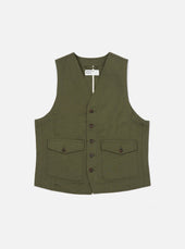 Light Olive Twill Field Waistcoat