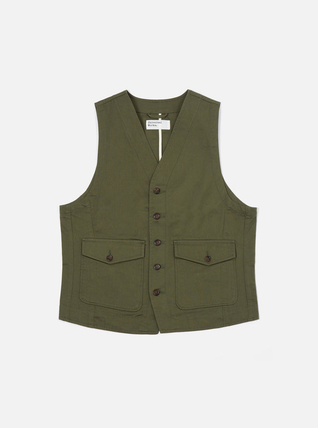 Light Olive Twill Field Waistcoat
