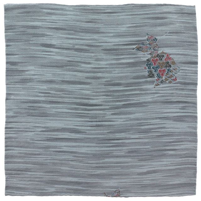 Vintage Kimono Silk Pocket Square - Slate