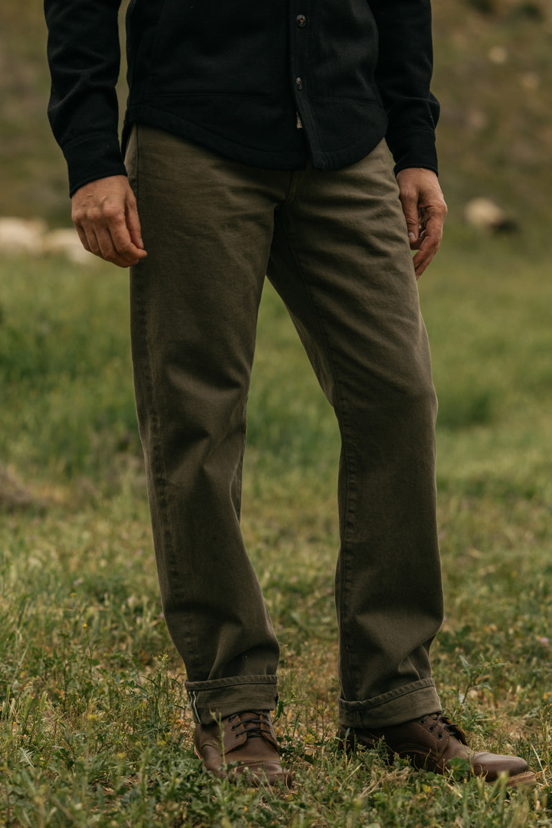 The Barrel Classic Straight Natural Slub - Military Green 14oz Selvedge - 40