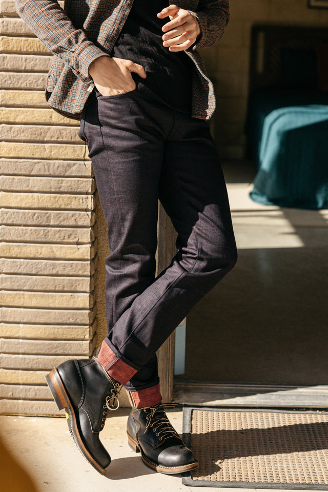 The Pen Slim etched - Bordeaux Raw 13oz Selvedge - 40