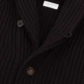 Superfine Lambswool Shawl Collar Cardigan In Dark Brown