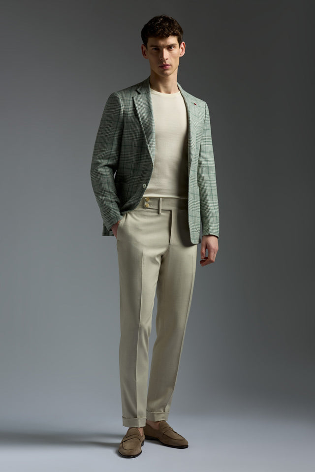 Comfort Denim Effect Wool Silk and Linen Casalnuovo Tailored Pants