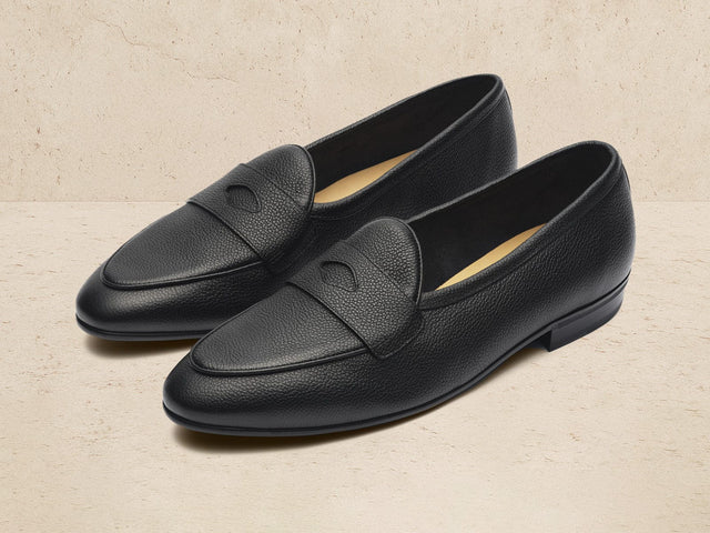 Sagan Rubber Ginkgo Loafers in Black Lunar Grain Calf