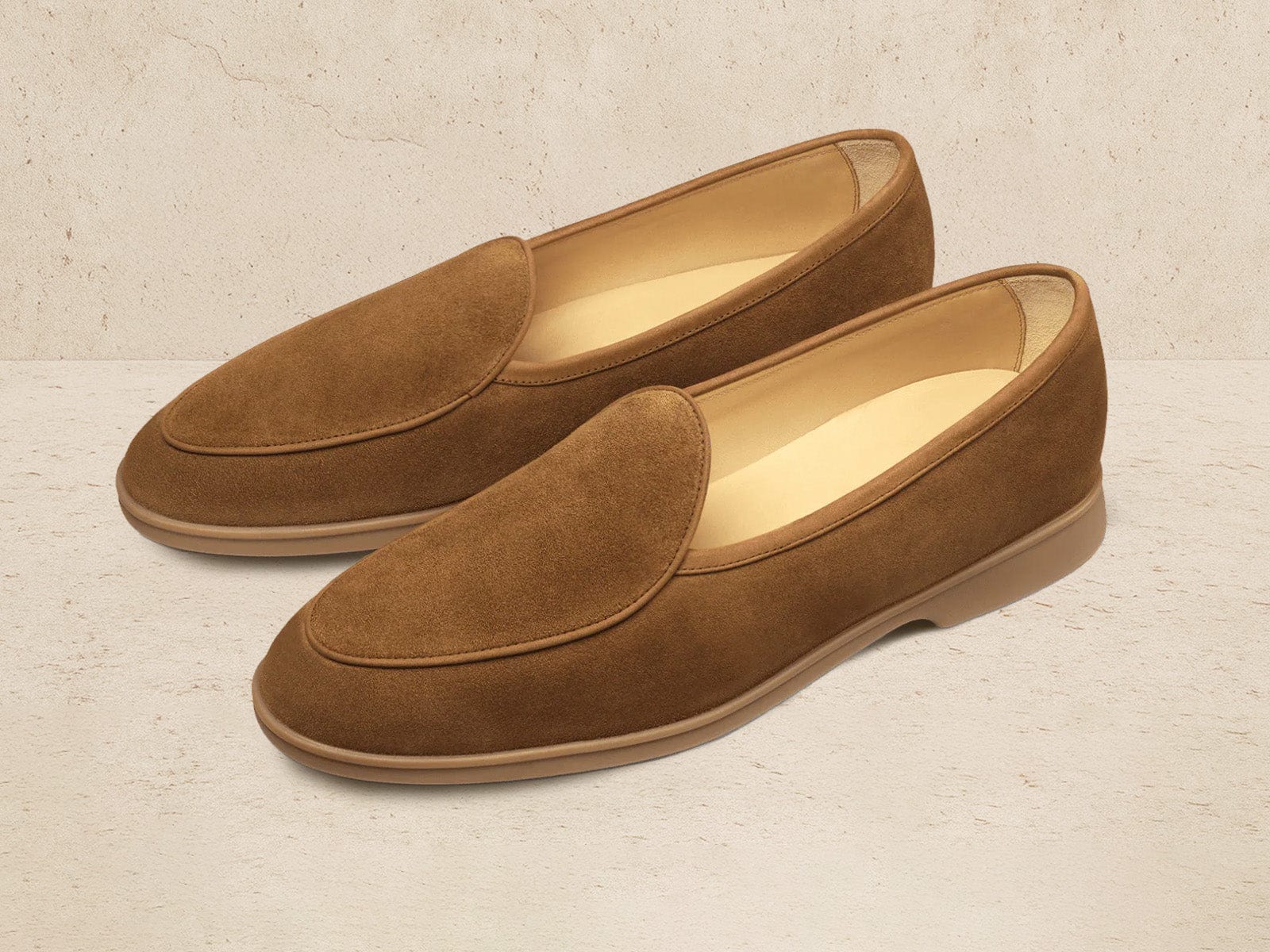 Stride Loafers In Earth Glove Suede Caramel Sole