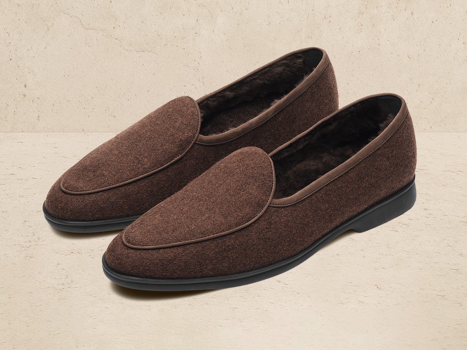 Stride Loafers In Smoked Flannel With Shearling Lining