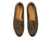 Sagan Rubber Tassel Loafers In Olivine Green Asteria Suede