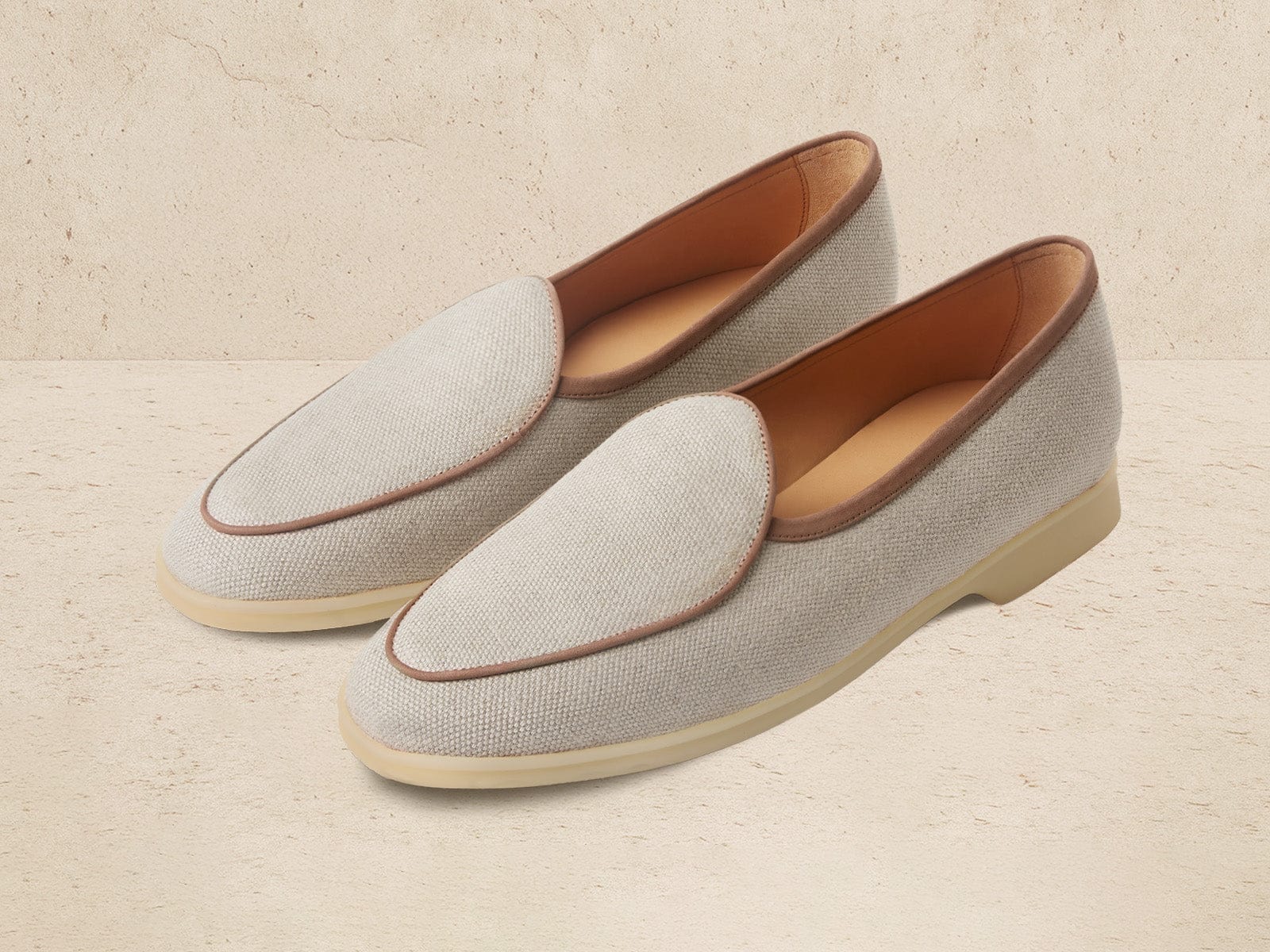 Stride Loafers In Vachette Linen With Natural Sole