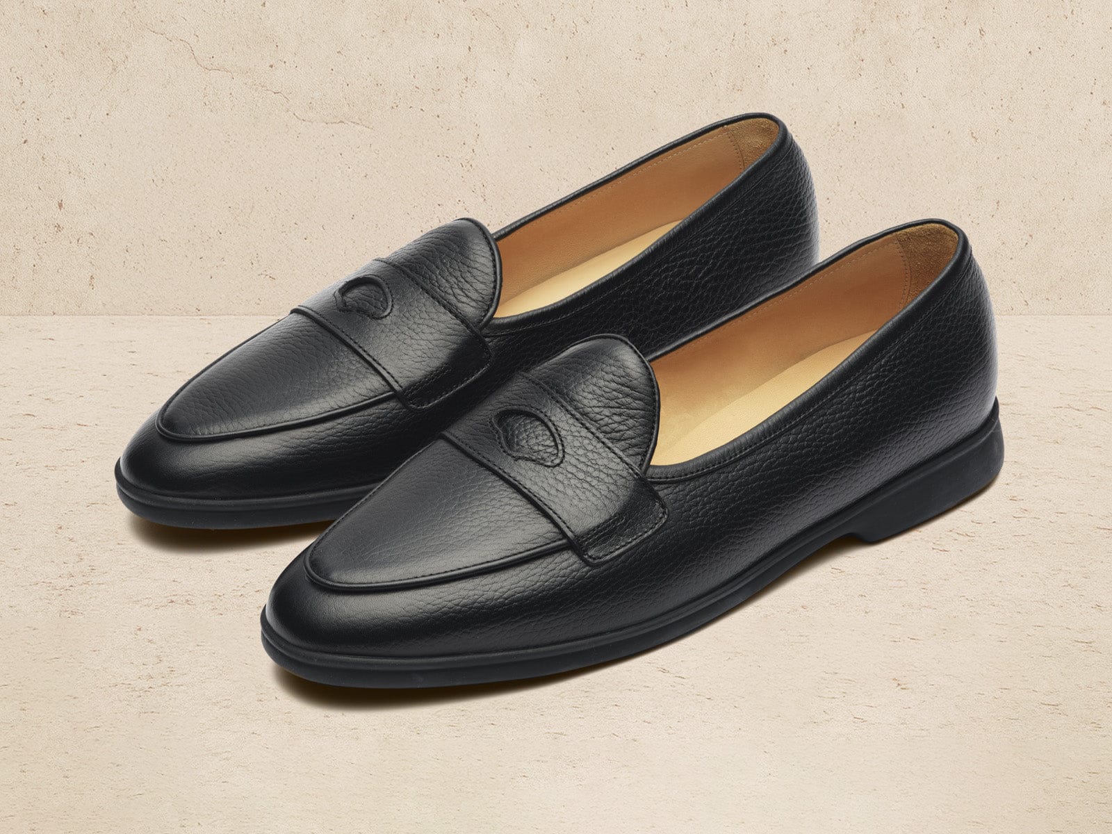 Stride Penny Loafers In Moorland Calf With Dark Sole