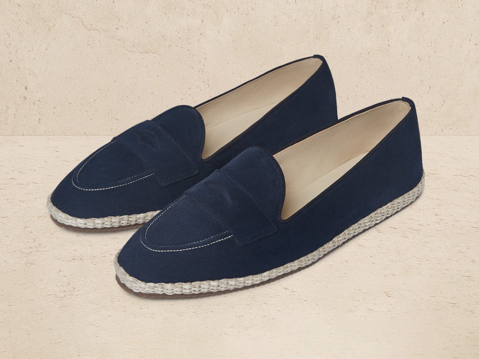 Calvi Slippers In Marina Luxe Suede And Gros Grain
