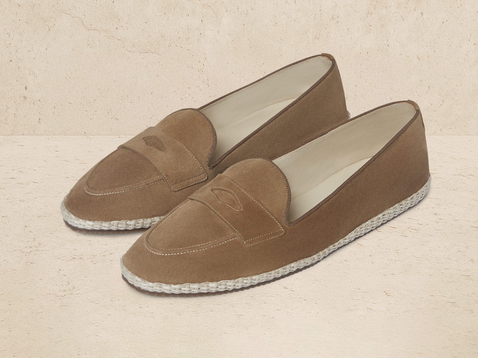 Calvi Slippers In Noix Luxe Suede And Gros Grain