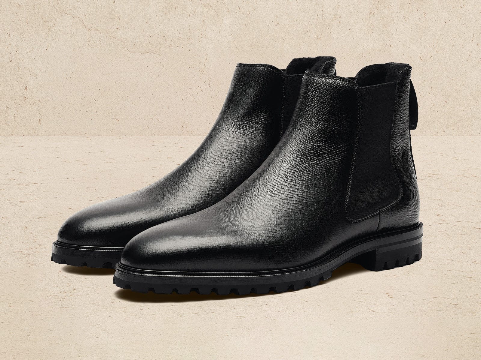 Ribot Boots In Hatch Grain Calf With Shearling