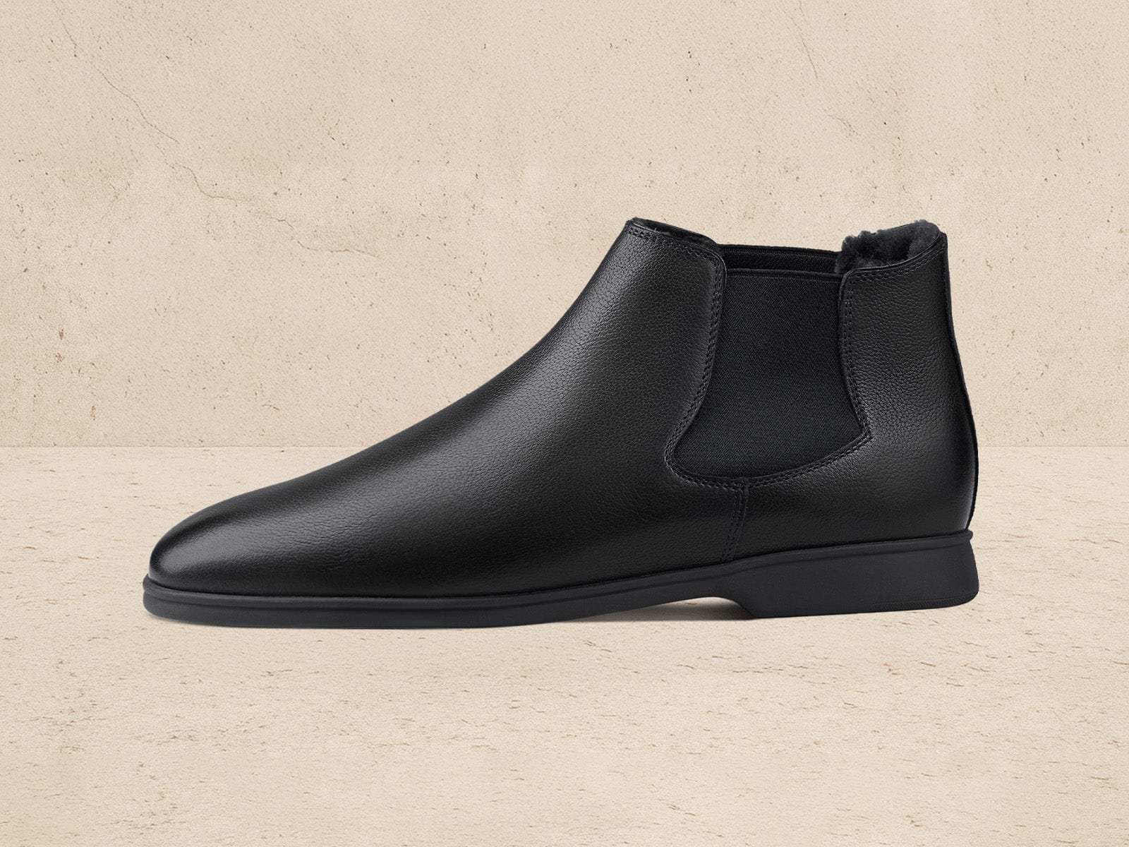 Rover Boots In Grain Calf With Shearling Lining