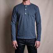 13 Ounce Henley L/S Faded Blue