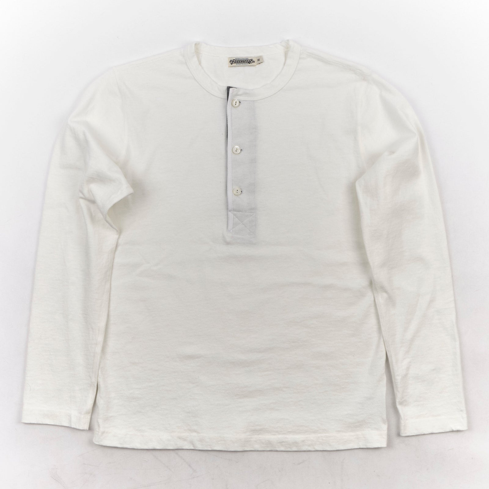 13 Ounce Henley L/S White