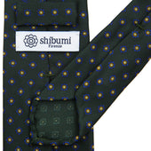 Shibumi Flower Printed Silk Tie Madder Green Hand Rolled