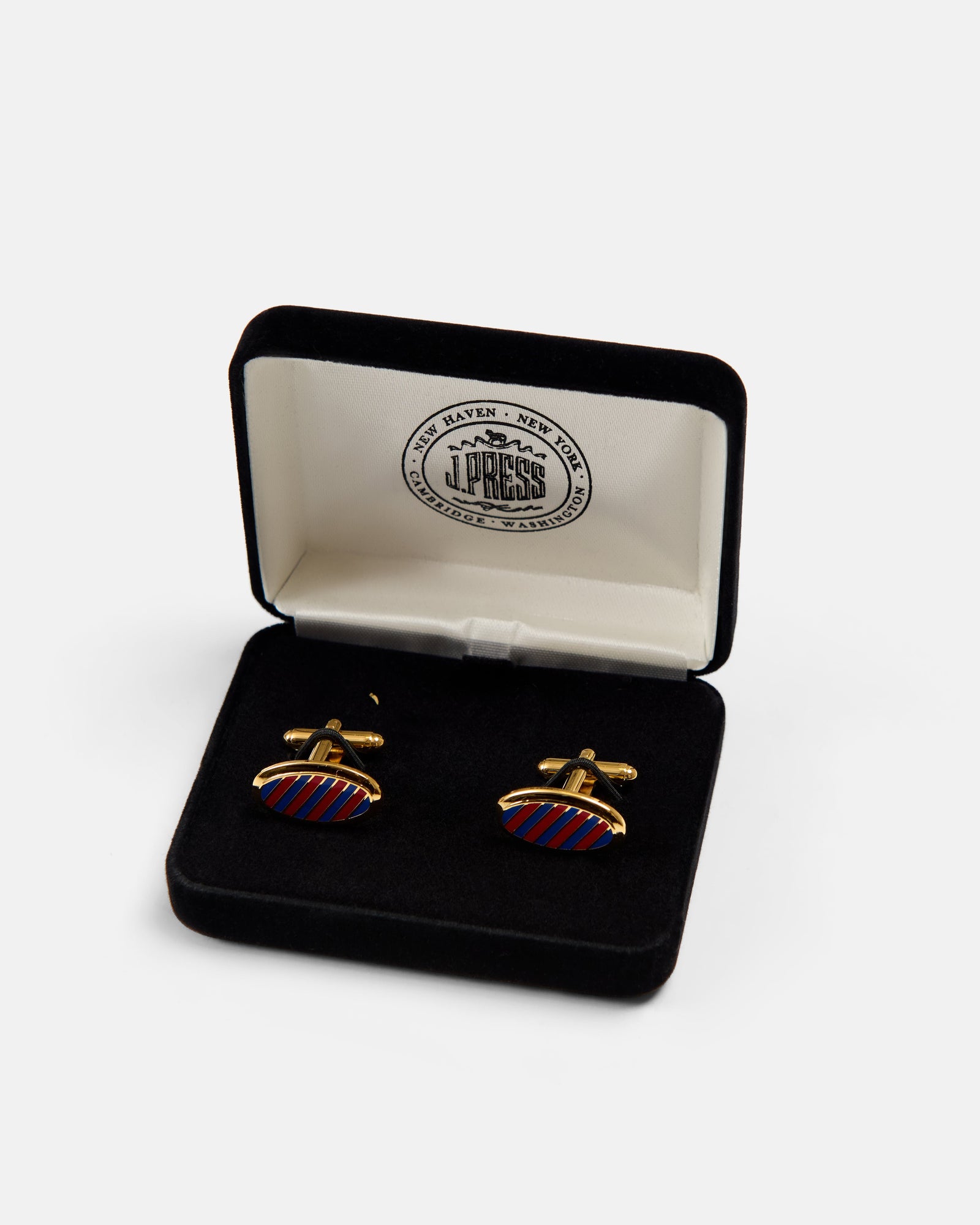 Made In Usa Red Enamel Repp Stripe Cufflinks