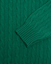 Made In Scotland Kelly Green Cable Knit Cashmere Sweater
